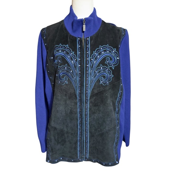 Bob Mackie Vintage Wearable Artsy Embroidered Suede Western Festival Jacket - Picture 1 of 9